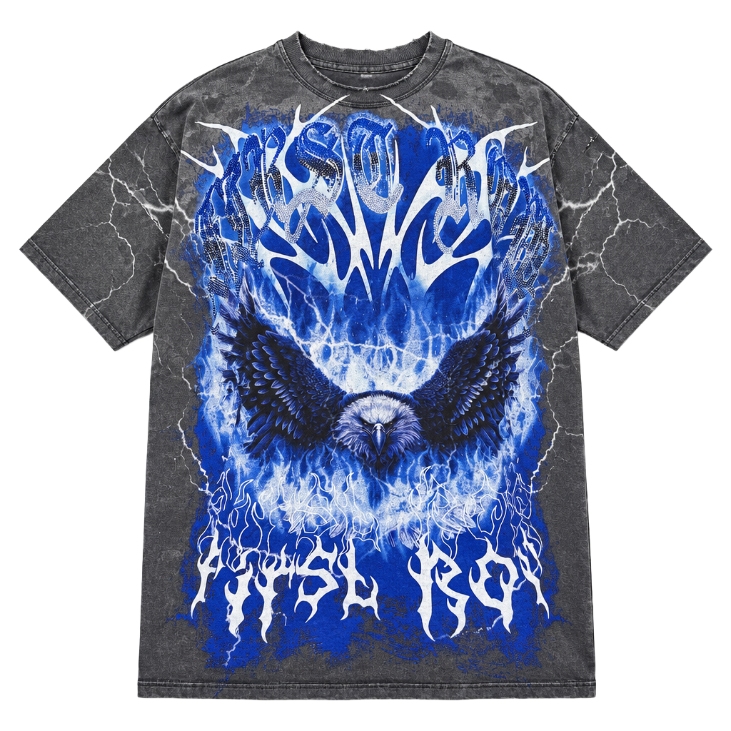 First Row Graphic Rhinestone Eagle T-Shirt Vintage Wash 1