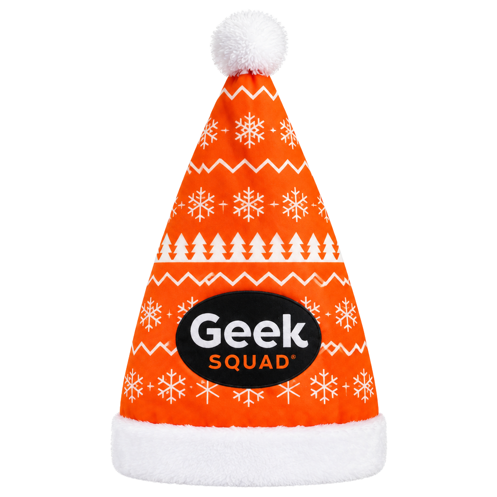 Geek Squad Holiday Santa Hat Orange White Snowflake Nordic Pre-Owned 1