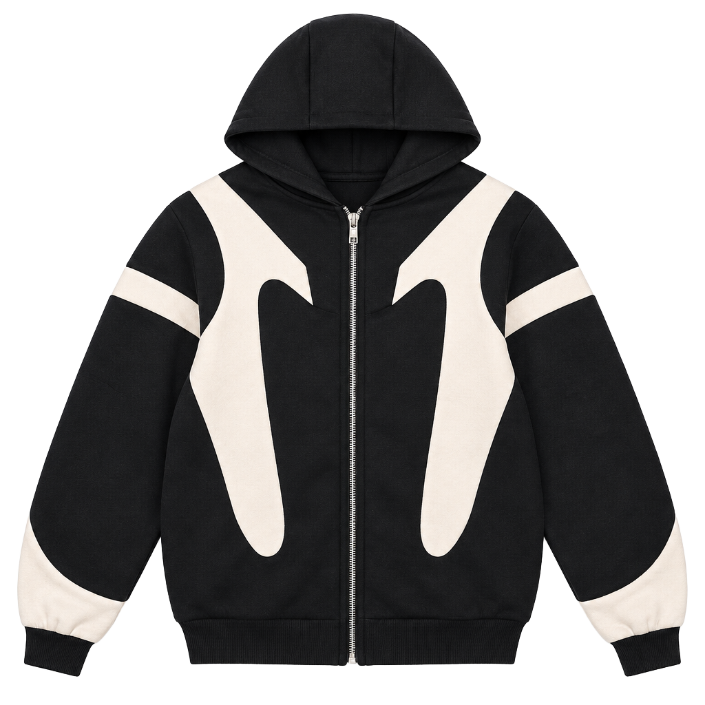 Manfinity Graphic Zip Up Hoodie Size M Black White Streetwear 1