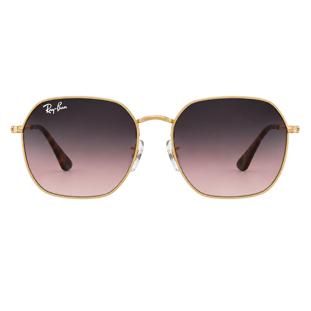 Ray-Ban Jack Hexagonal Frame Sunglasses Rose Gold 1