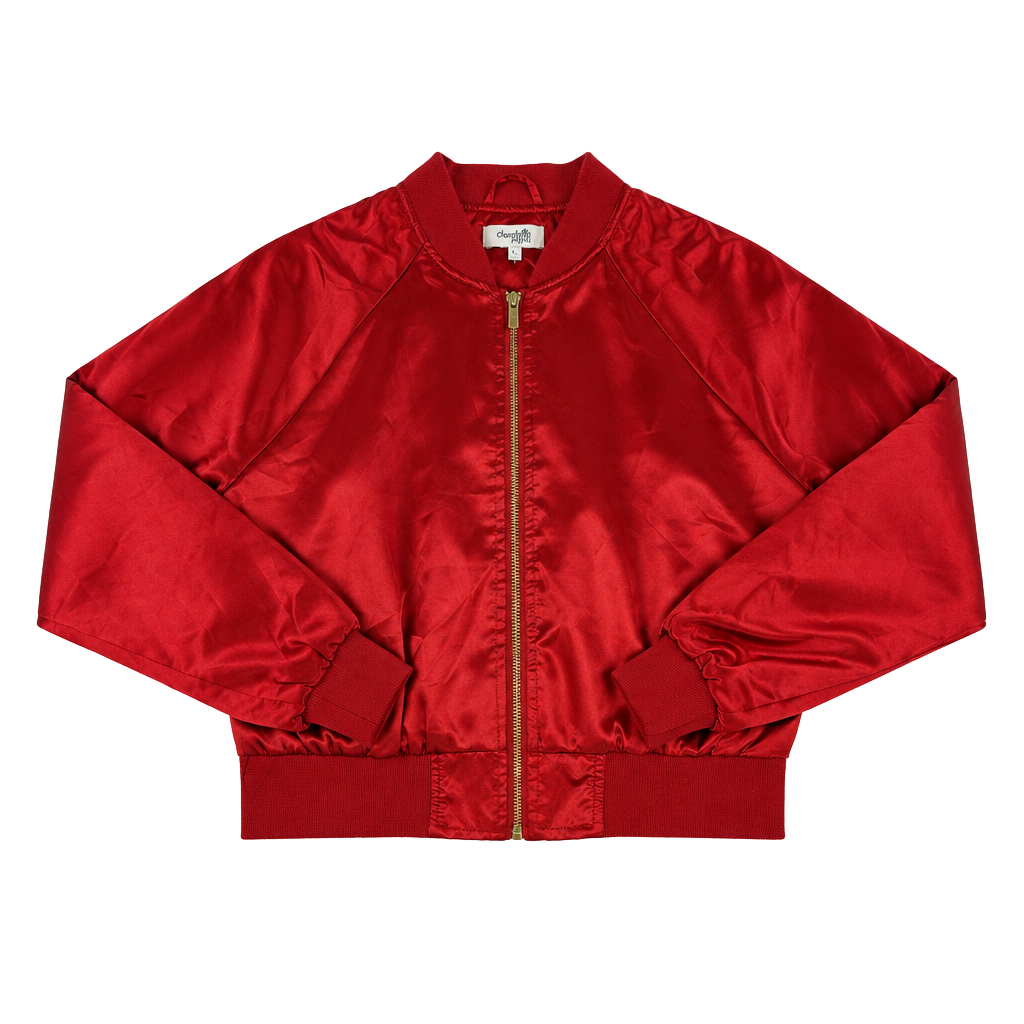 Charlotte Russe Women’s Bomber Jacket Red Satin Full Zip Size M 80s Vibe Vintage 1