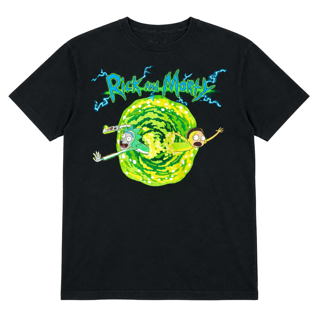 Ripple Junction Rick and Morty Portal Graphic T-Shirt Size M Black 1