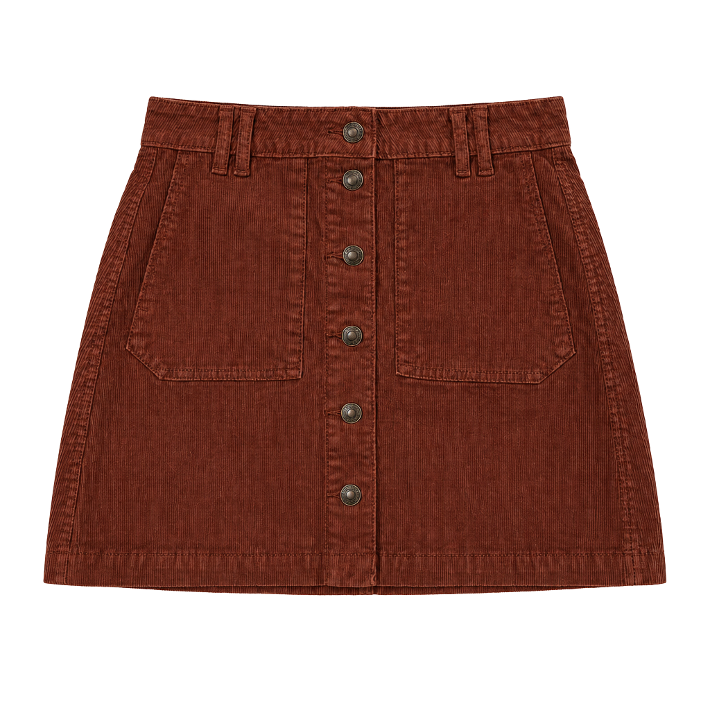 American Eagle Corduroy Button-Front Mini Skirt Rust Brown 1
