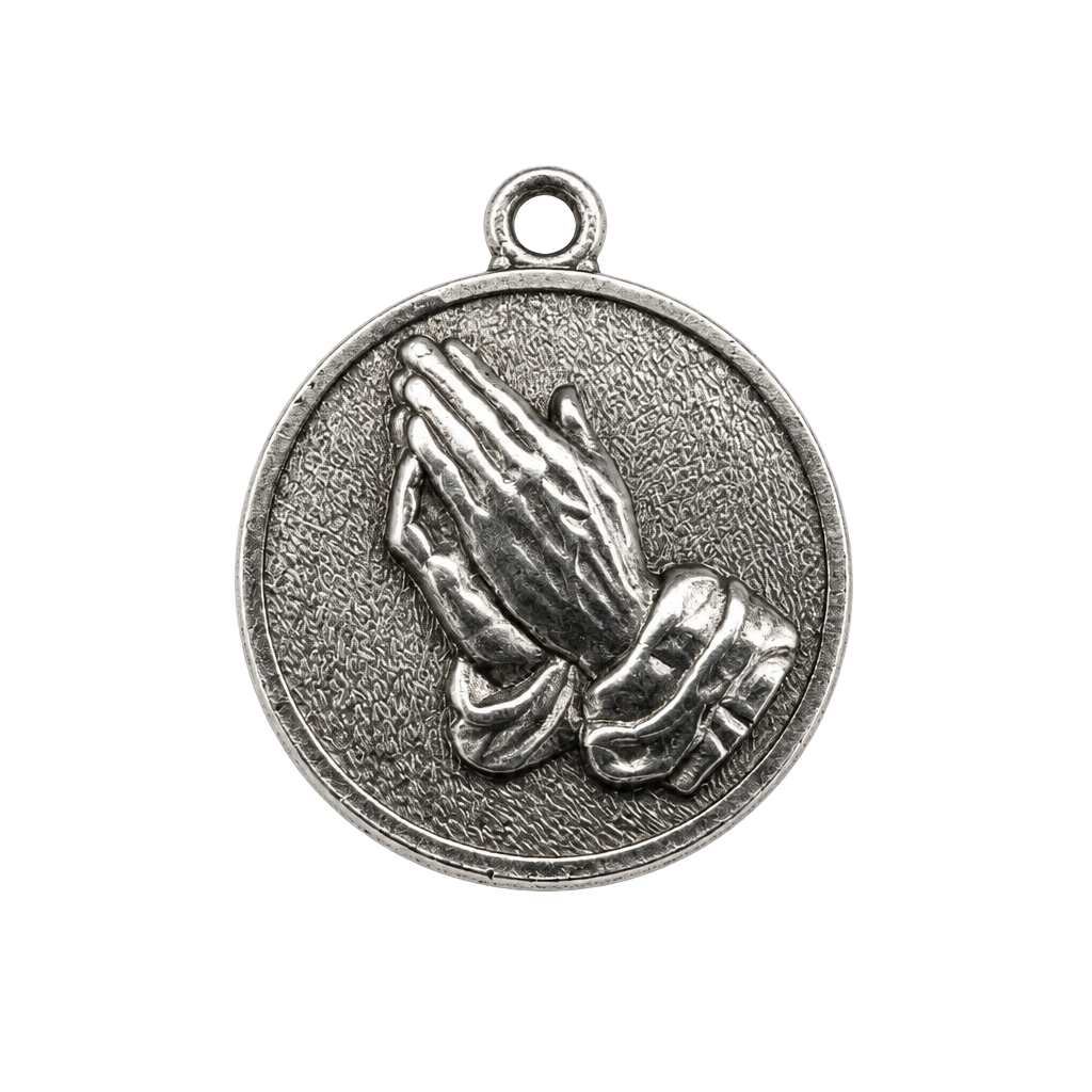 Vintage Sterling Silver Albrecht Dürer’s praying hands And Prayed Pendant Charm 1