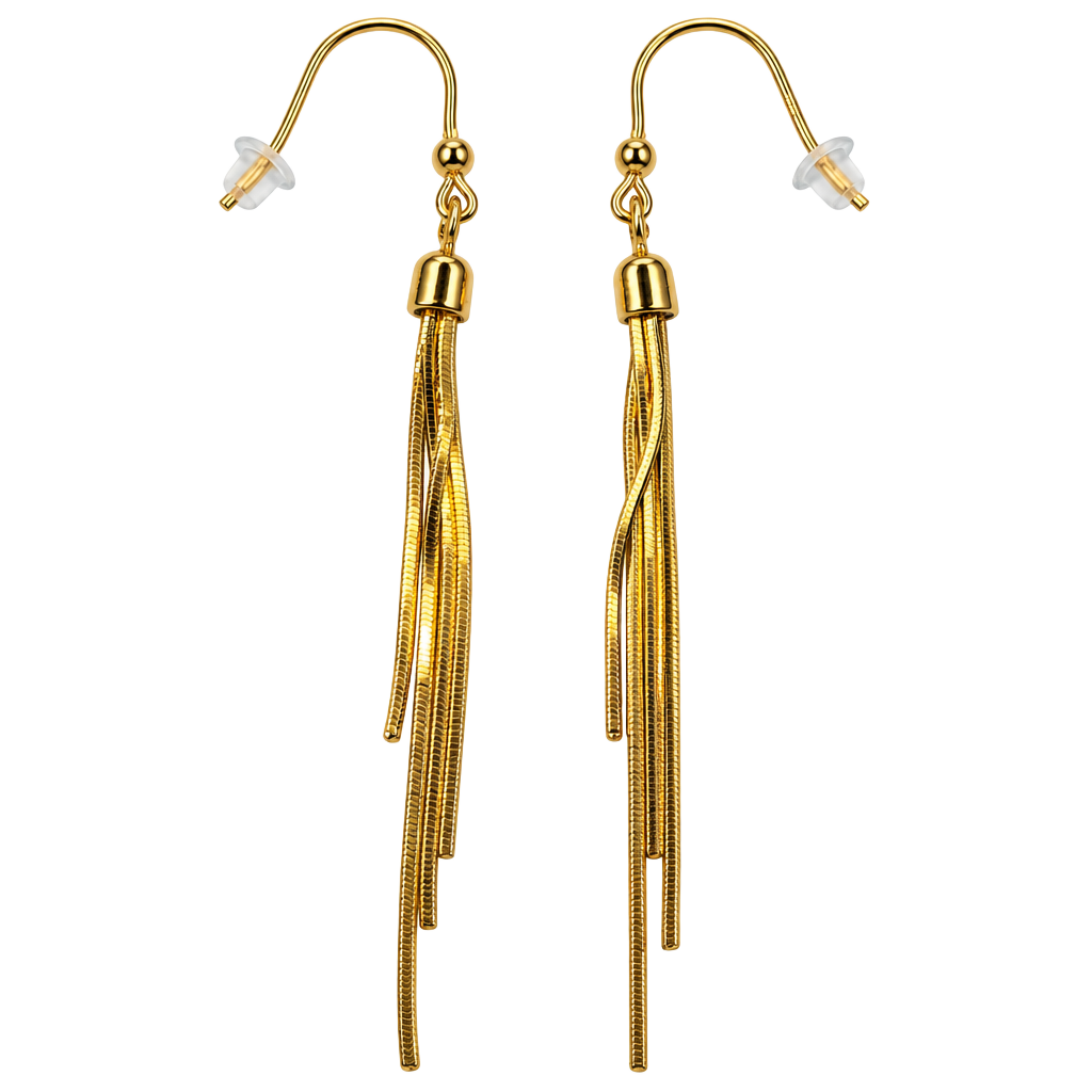 Gold Over Sterling Silver Dyadema Tassel Dangle Earrings. 1
