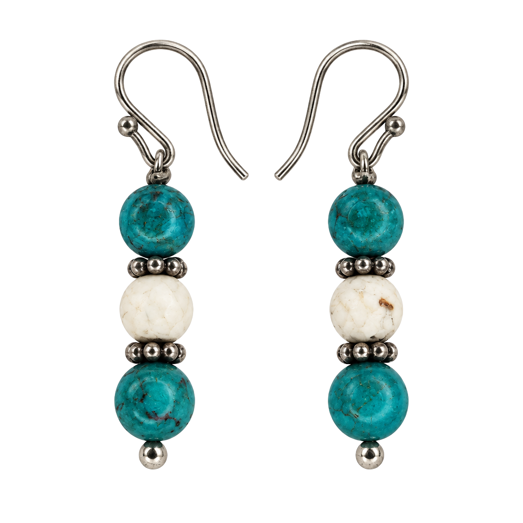 Sterling Silver Buffalo Turquoise , Turquoise Dangle Drop Earrings 1