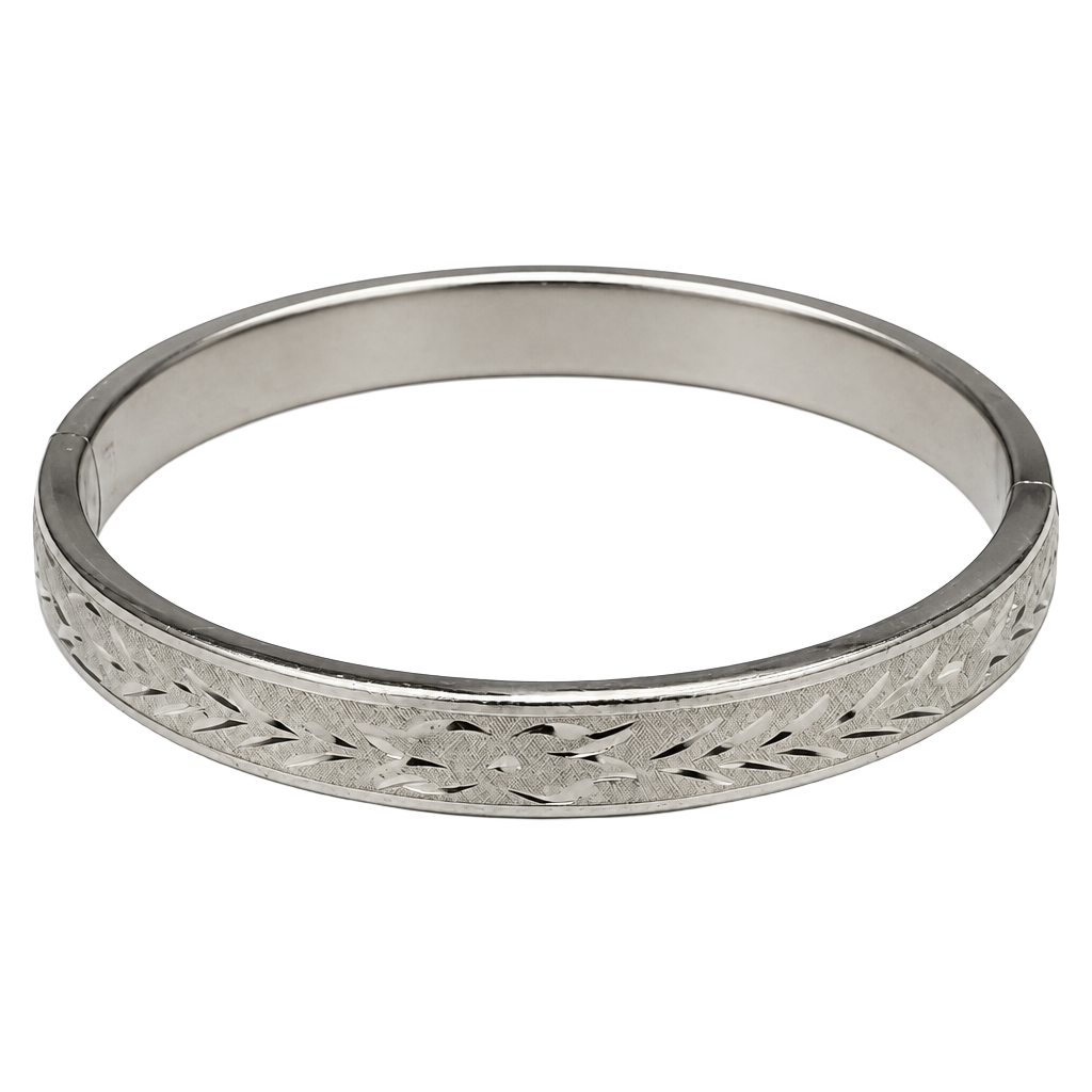 Vintage Crafmere Sterling Silver Etched Bangle Bracelet 1