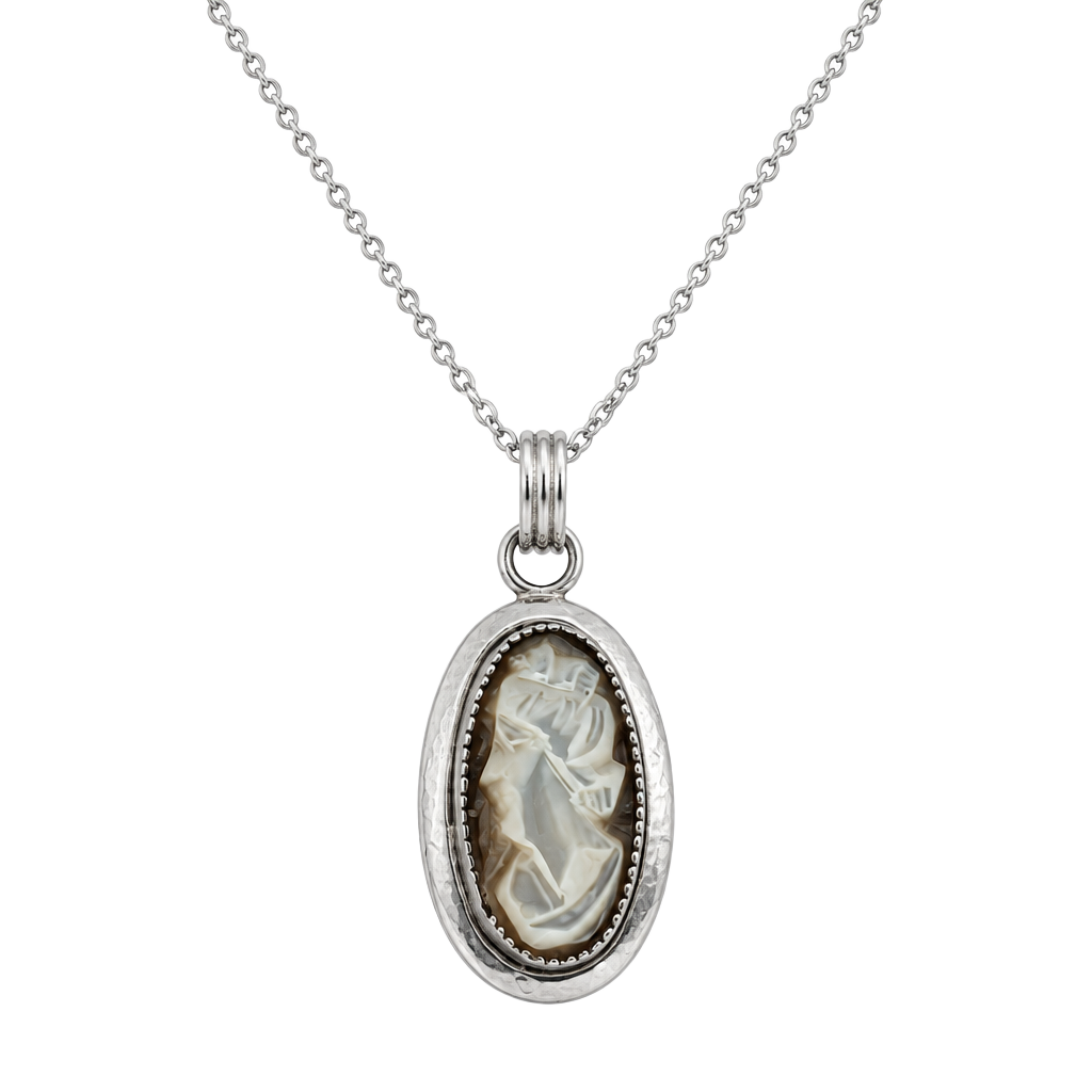 Vintage Sterling Silver Sarah Coventry Cameo Pendant And Necklace 1