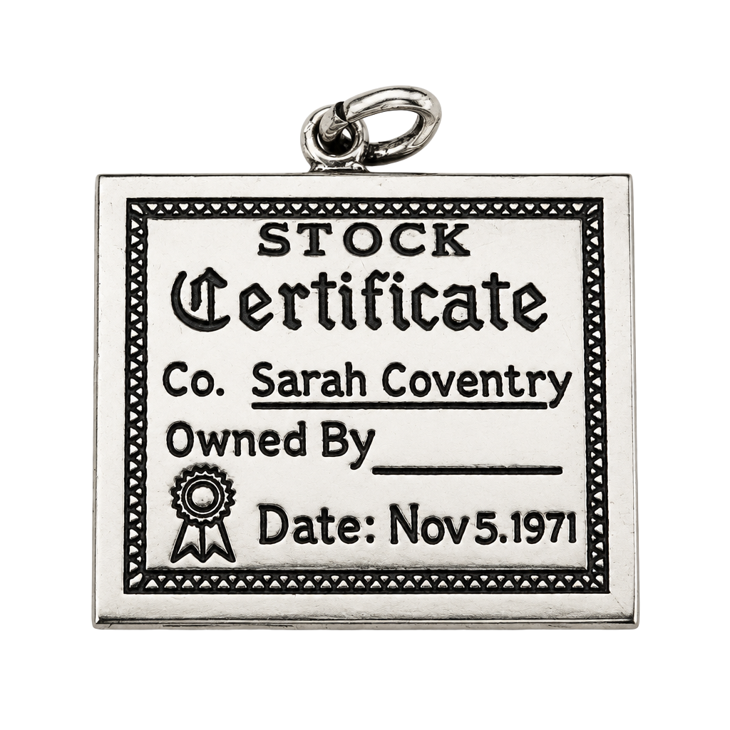 WELLS STERLING SILVER SARAH COVENTRY STOCK CERTIFICATE 1971 CHARM 1