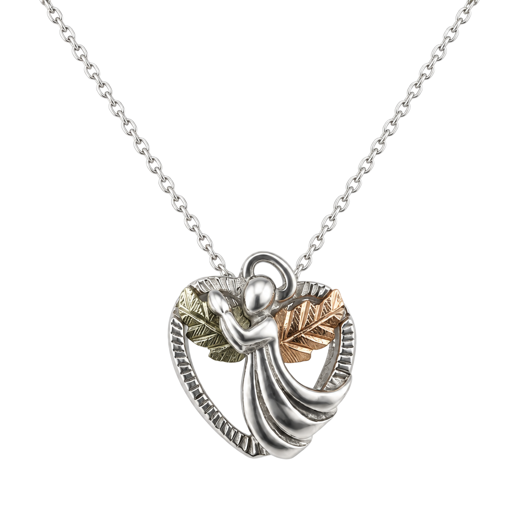 Coleman & Co 12K Gold and Sterling Silver Praying Angel Heart Pendant 1