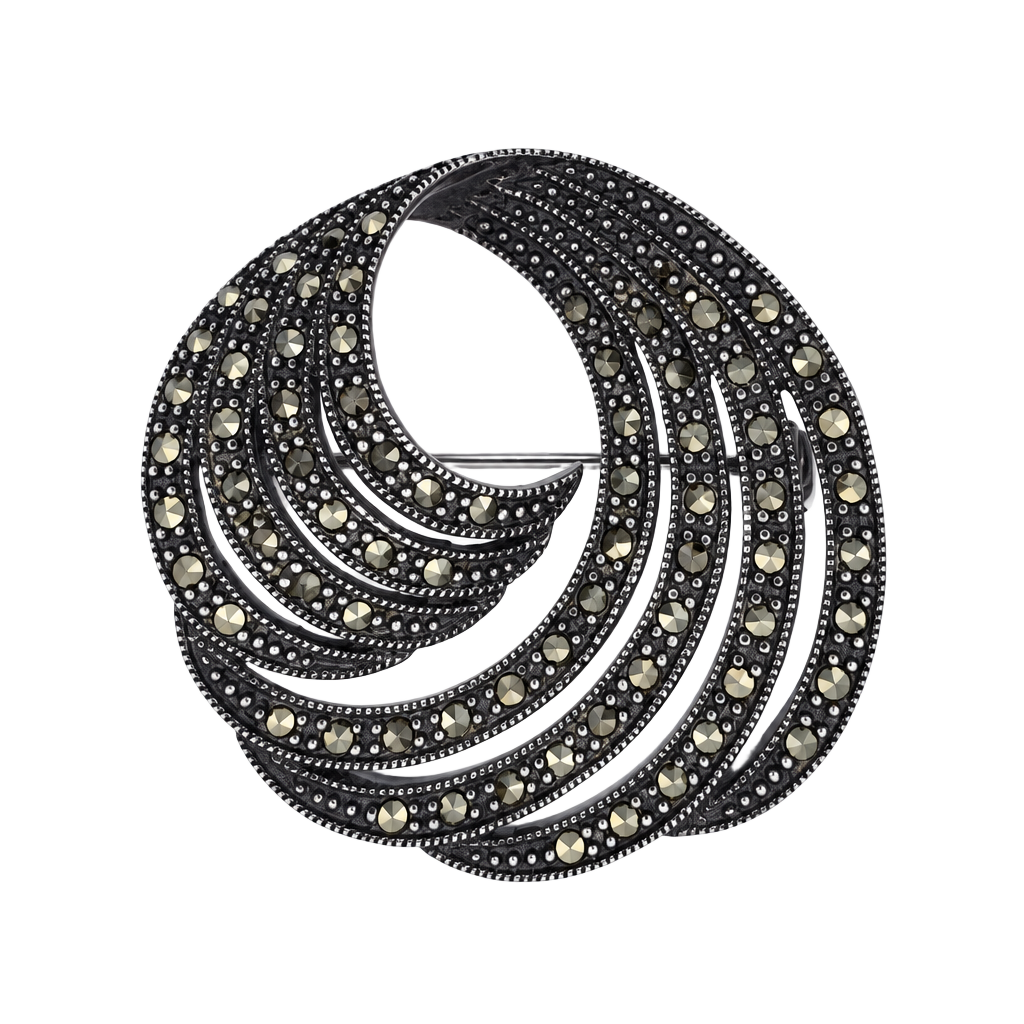vintage sterling silver marcasite brooch pin 1