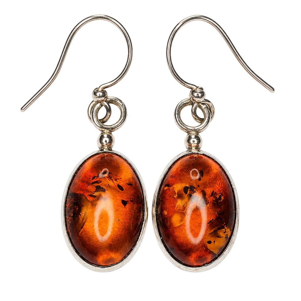 Sterling Silver 14k Gold Baltic Amber Earrings 1