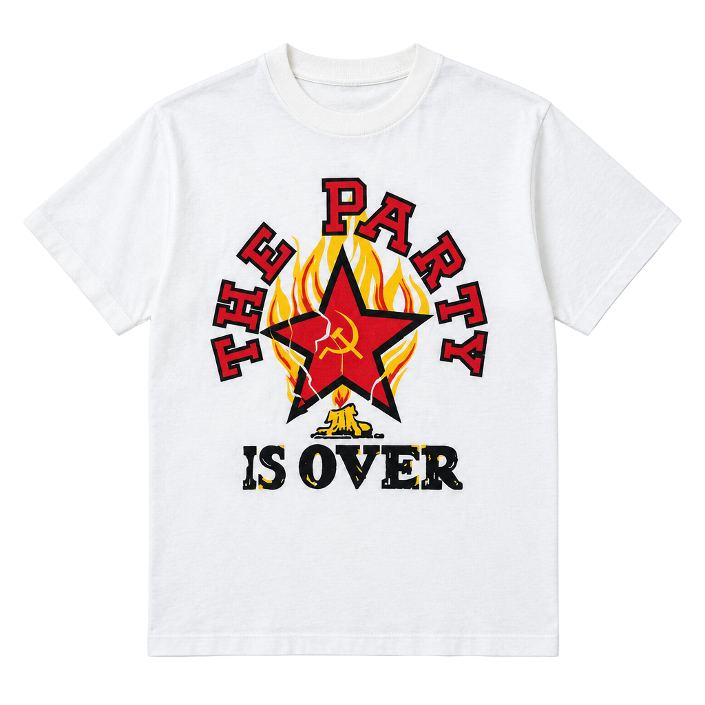 Vintage 90s Communism USSR The Party Is Over Vintage T-Shirt Size L 1