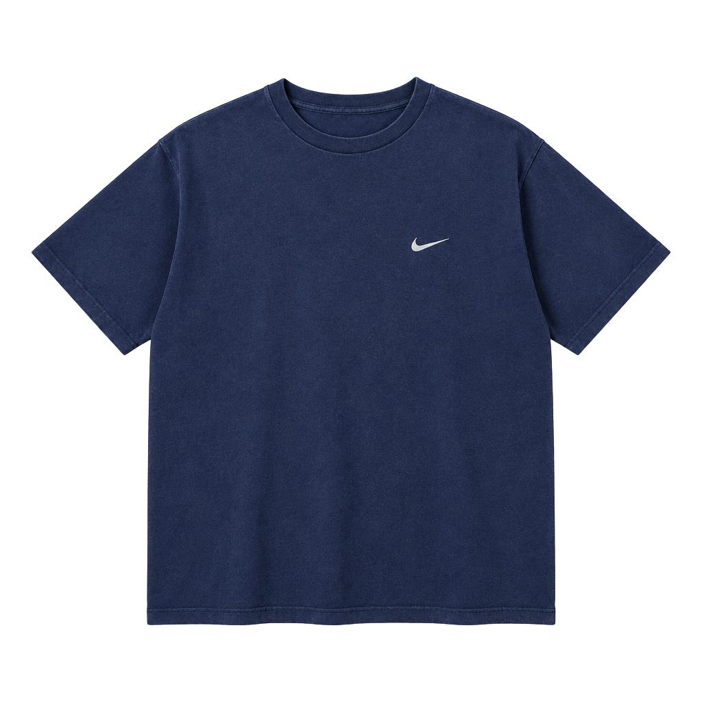 Nike Vintage Mini Swoosh T-Shirt Navy Blue Distressed 1
