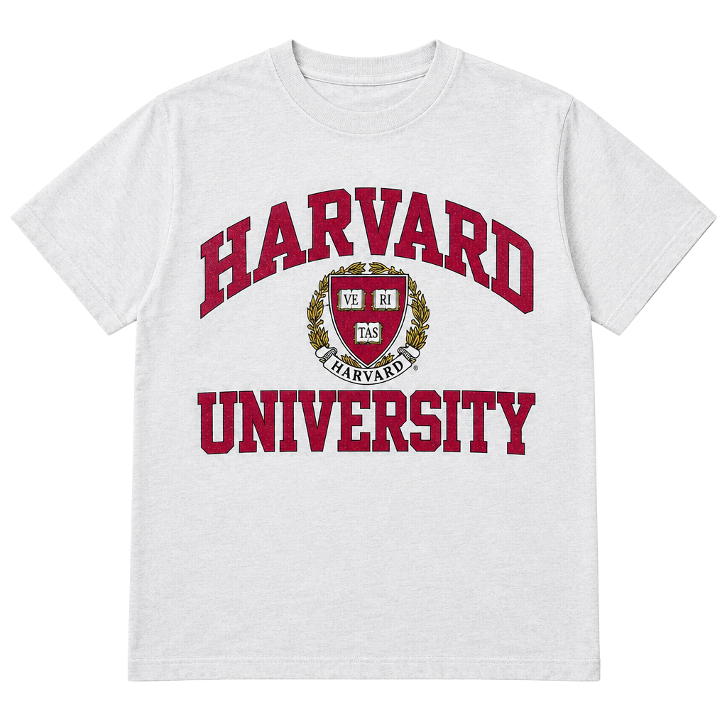 Anvil Harvard University T-Shirt Size L White Cotton Crest 1