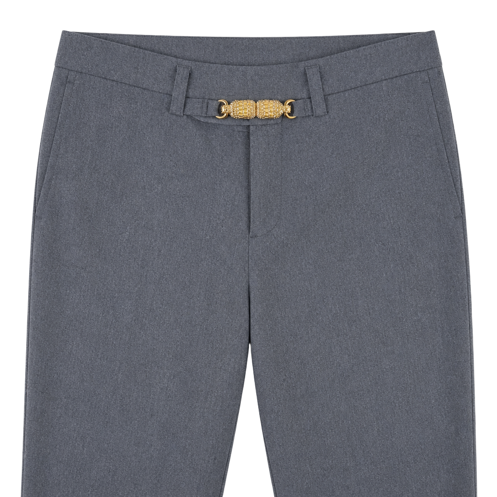 Talbots Heritage Gray Wool Dress Pant Gold Buckle Belt Size 8 (runs small) 1