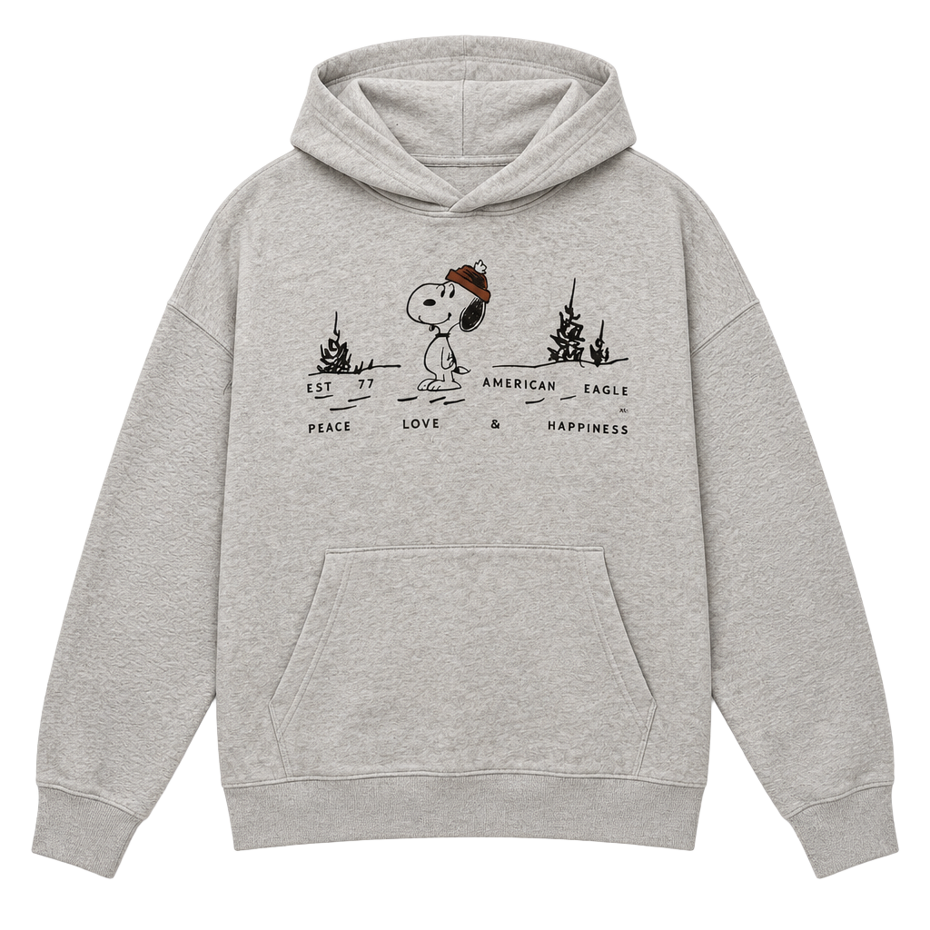 American Eagle Snoopy Hoodie Size XL Beige 1