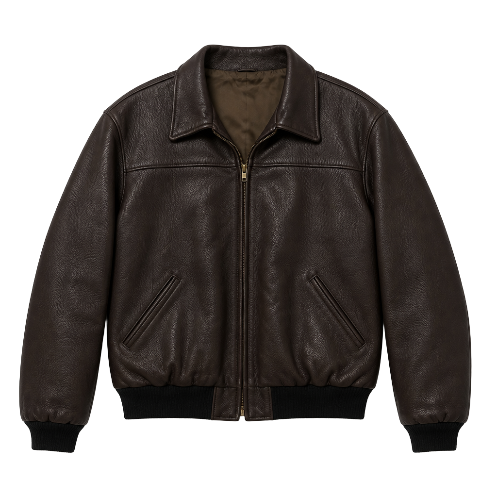 UBER Owatonna Minnesota Vintage Brown Leather Bomber Jacket 1