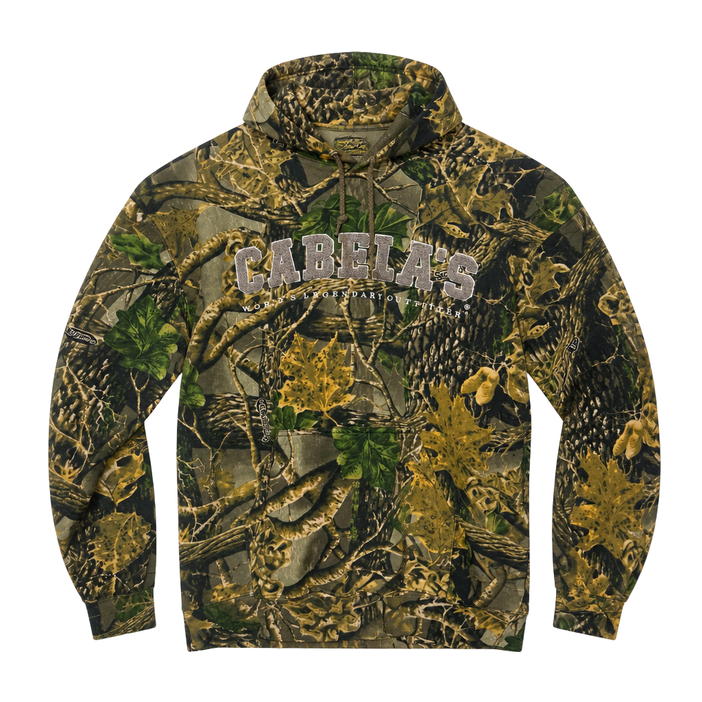 Cabela's Seclusion 3D Camo Hoodie Pink Spellout Logo Sweatshirt Women's Medium 1