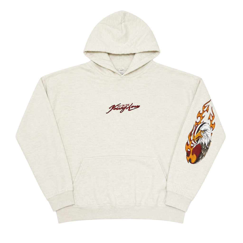 Young Love Do Or Die Flame Eagle Hoodie White 1