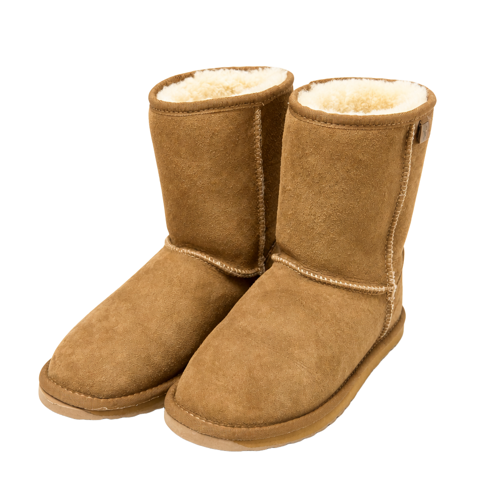 EMU Australia Water Resistant Suede Sheepskin Fur Short Boots Chestnut Brown 1
