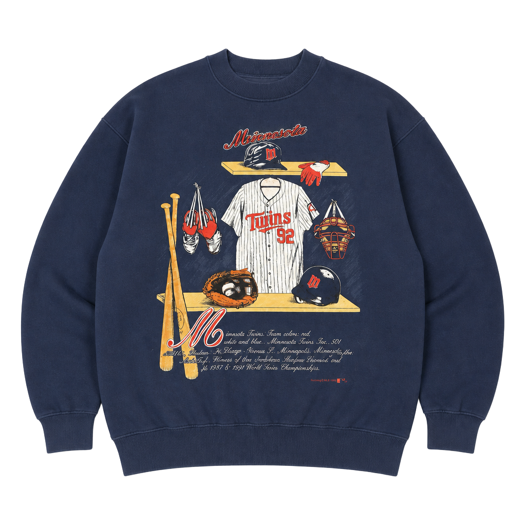 Vintage 1992 Nutmeg Mills Minnesota Twins MLB Crewneck Sweatshirt 1