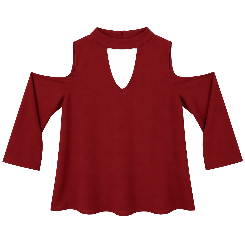Charlotte Russe Blouse Size XL Red Choker Cold Shoulder 1