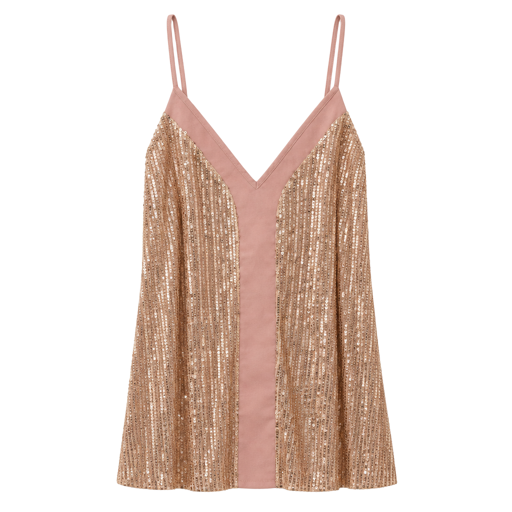 Shein Lune Binding Sequins Cami Top Size Medium Pink 1