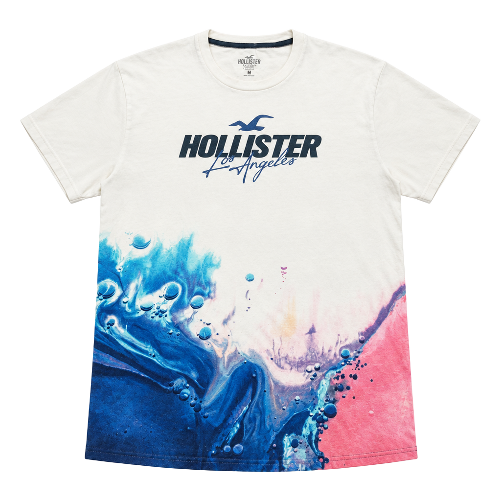 Hollister Los Angeles Graphic Tee Size L White Blue Ombre 1