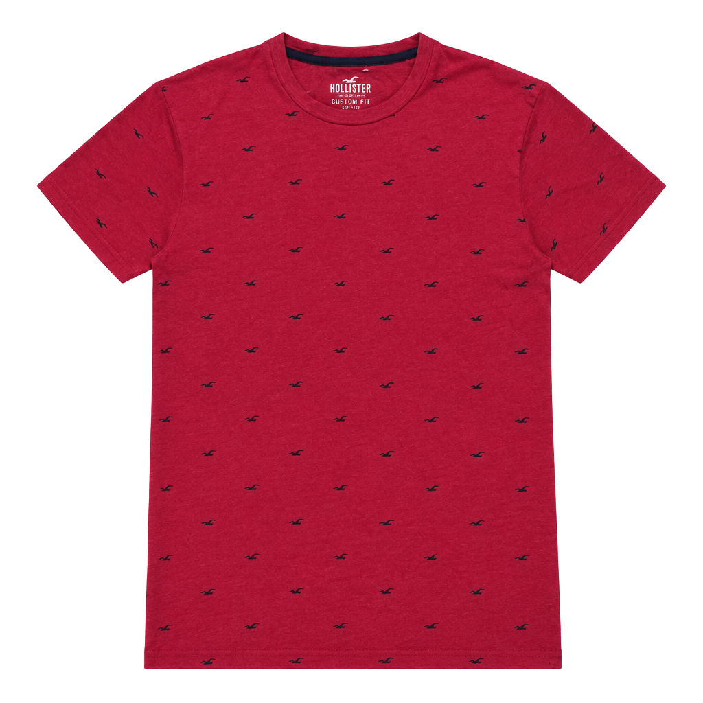 Hollister All Over Seagull Print T-Shirt Red 1