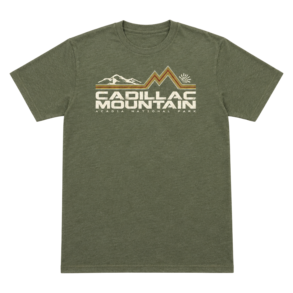 Cadillac Mountain Acadia National Park Graphic T-Shirt Green 1