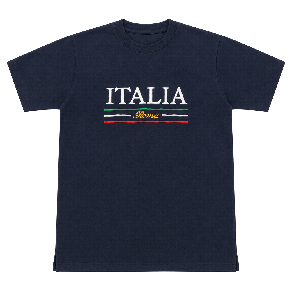 Vintage Italia Roma Embroidered Navy Blue T-Shirt 1