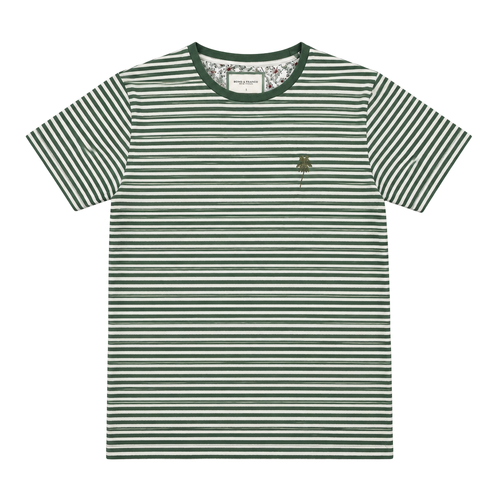 Denim & Flower Striped T-Shirt Size S Green 1