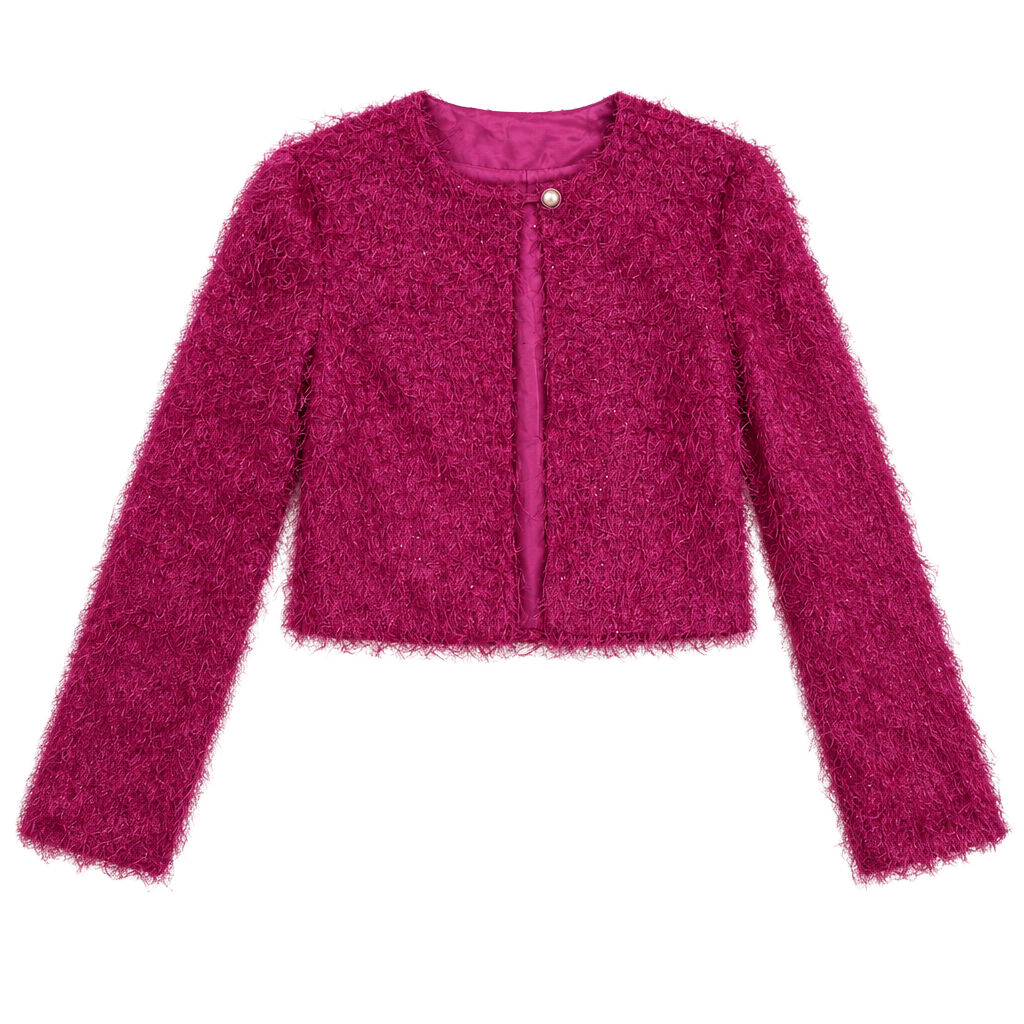 Jessica Howard Fuzzy Shrug Jacket Size Medium Pink 1
