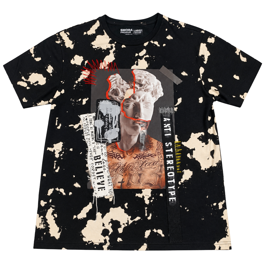 Smoke Rise Anti Stereotype Graphic T Shirt Mens Large Bleach Splatter Streetwear 1