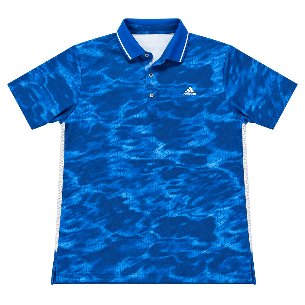 Adidas Golf Polo Shirt Size L Blue Pattern Athletic 1