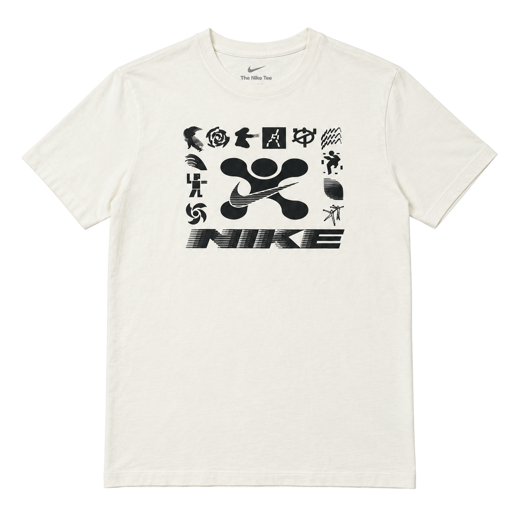 Nike The Nike Tee Men's S White Multi Logo Swoosh Graphic T-Shirt 1