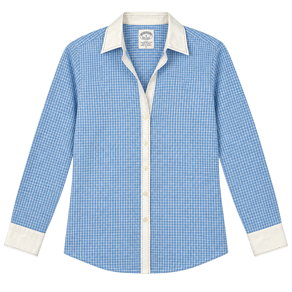 Brooks Brothers womens Gingham Button Down Shirt Size 6 Blue White 1