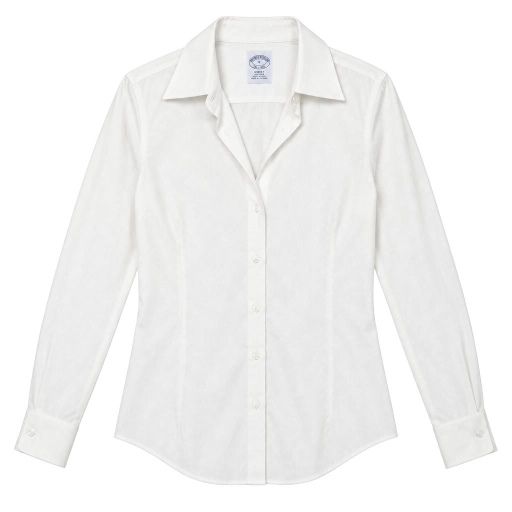 Brooks Brothers Semi-Fitted Non-Iron Stretch Dress Shirt Size 6 White 1