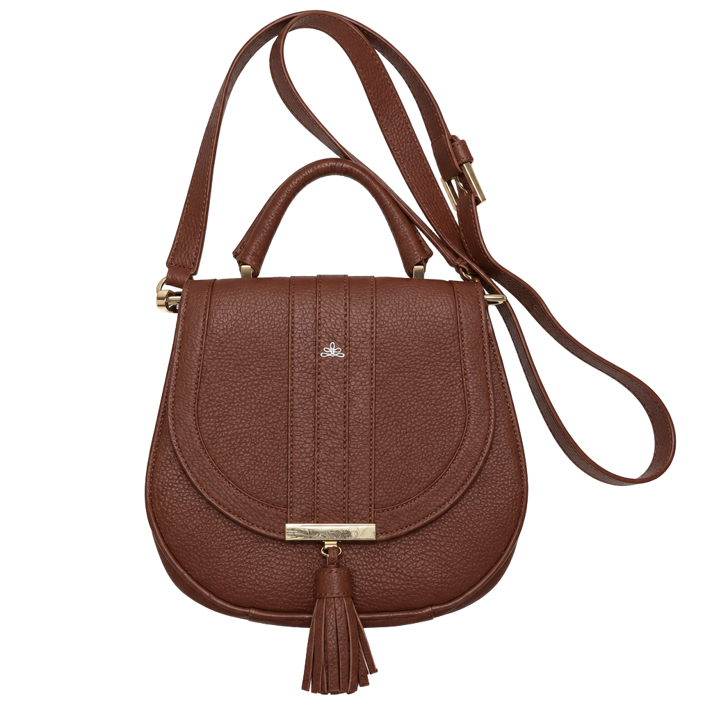 DeMellier Brown Leather Tassel Saddle Bag 1