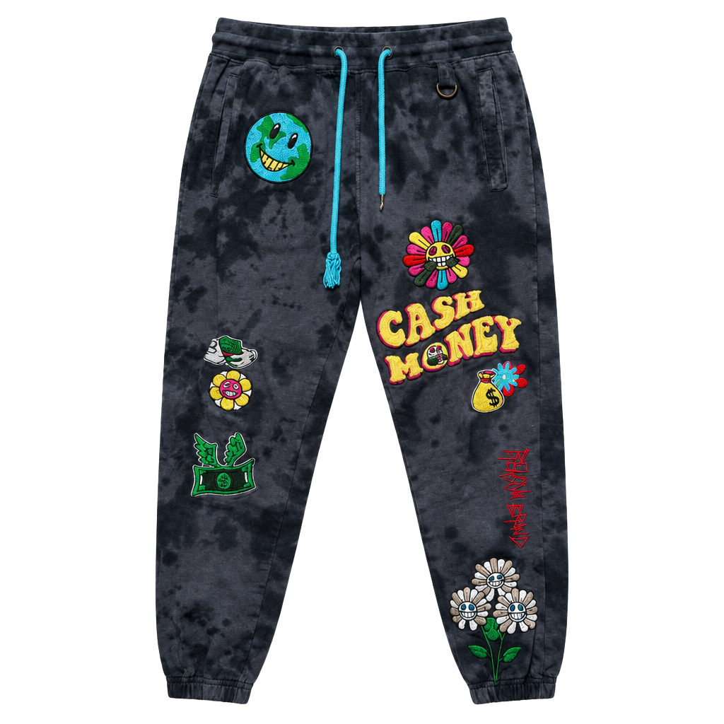Reason Brand Cash Money Embroidered Tie Dye Jogger Sweatpants Size M 1