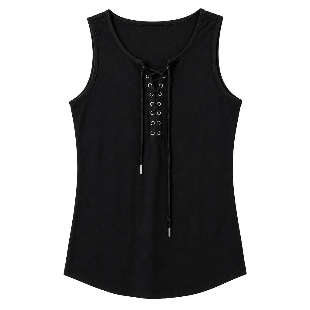 White House Black Market Sleeveless Lace-Up Black Tank Top Size XS 1
