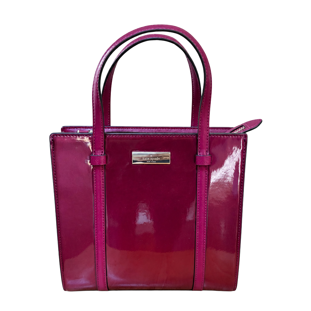 Kate Spade Kenzie Small Tote Dark Raspberry Patent Leather Bag 1