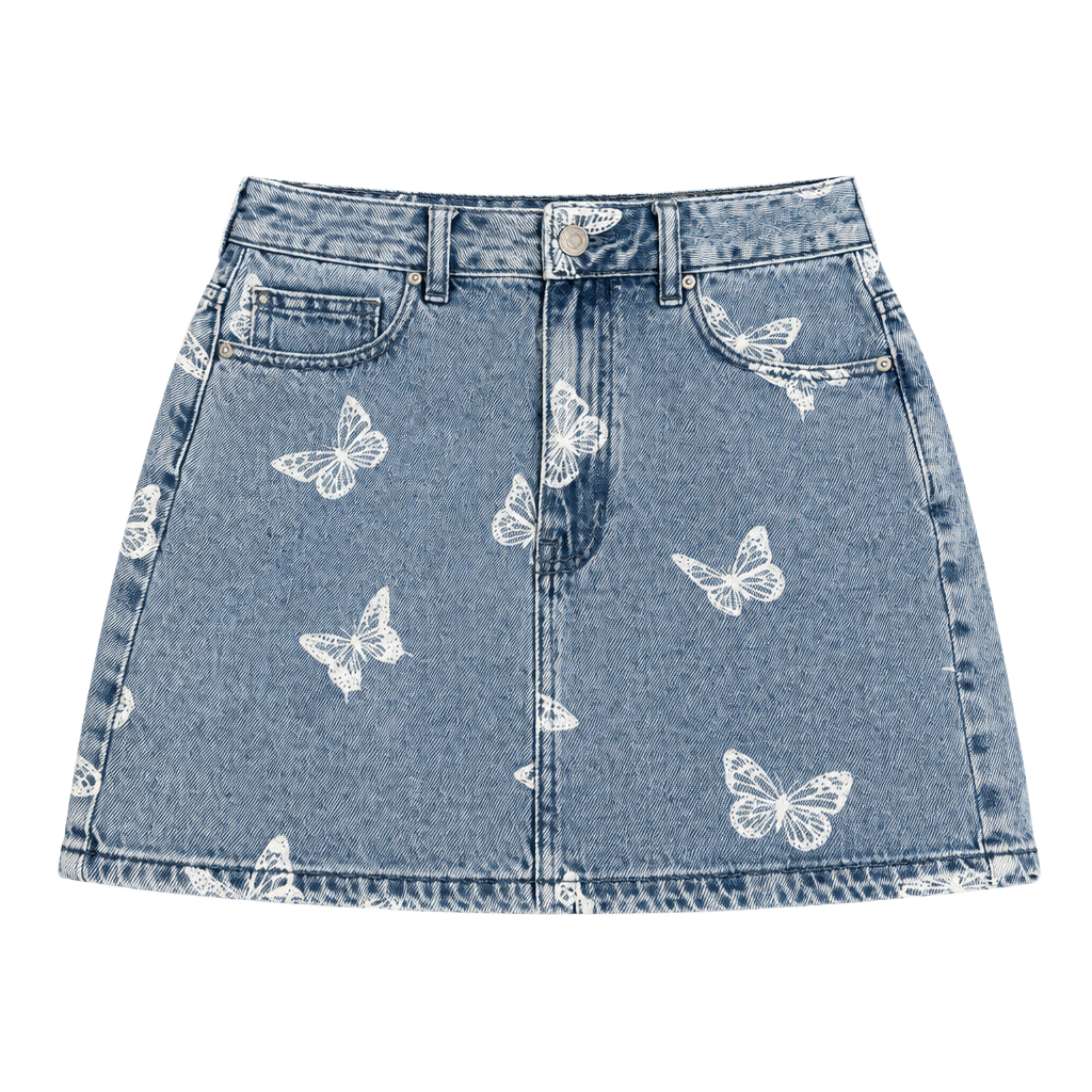PacSun Butterfly Denim Mini Skirt Size 26 ( 0031 ) 1