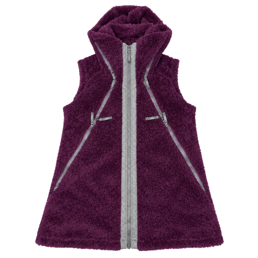 Kuhl Fleece Hooded Vest Size L Purple Sherpa Full Zip 1