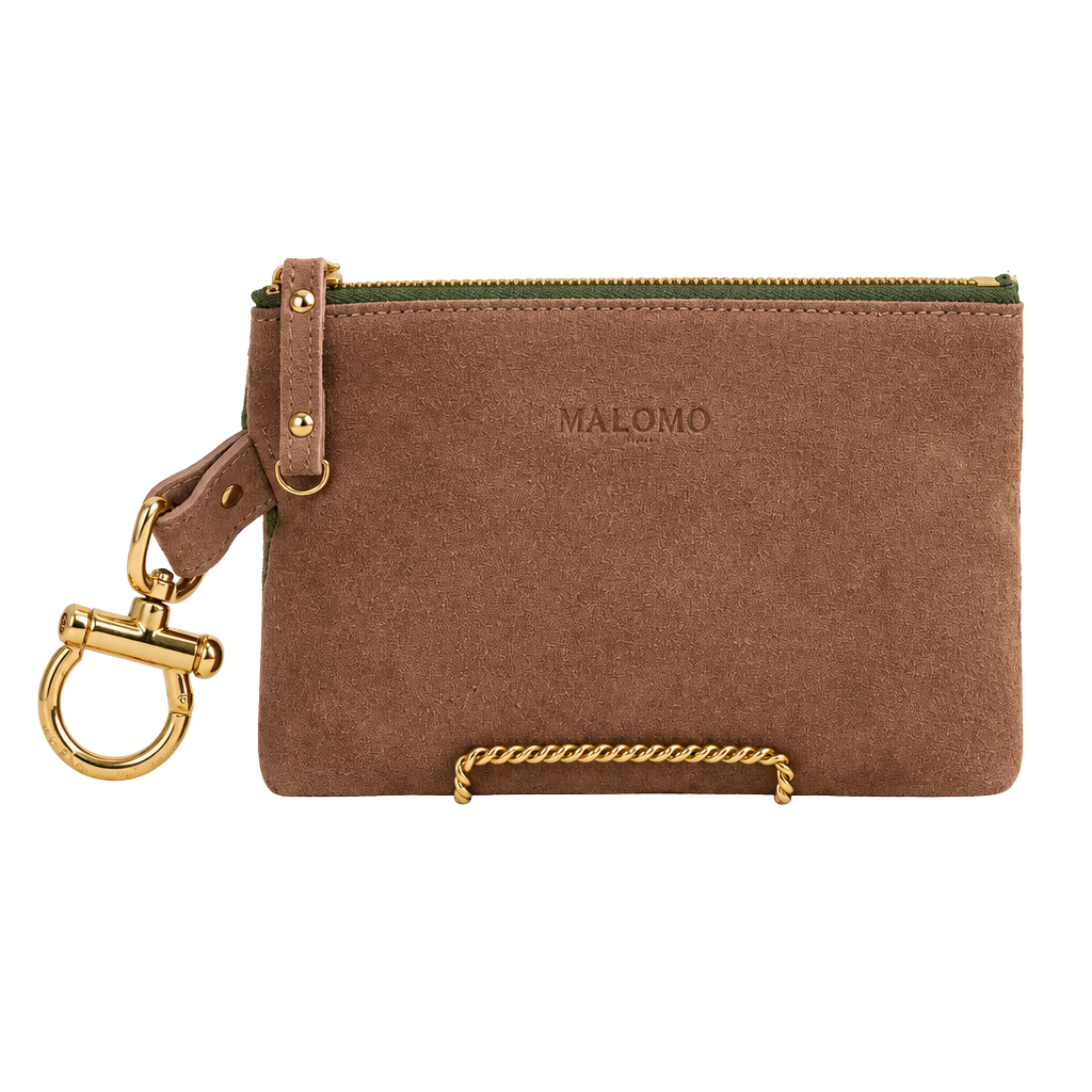 Palomo Spain Suede Double Pouch Pink Green 1