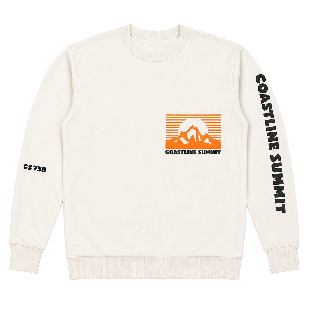 H&M Coastline Summit Graphic Crewneck Sweatshirt, Cream/Orange, Size M 1