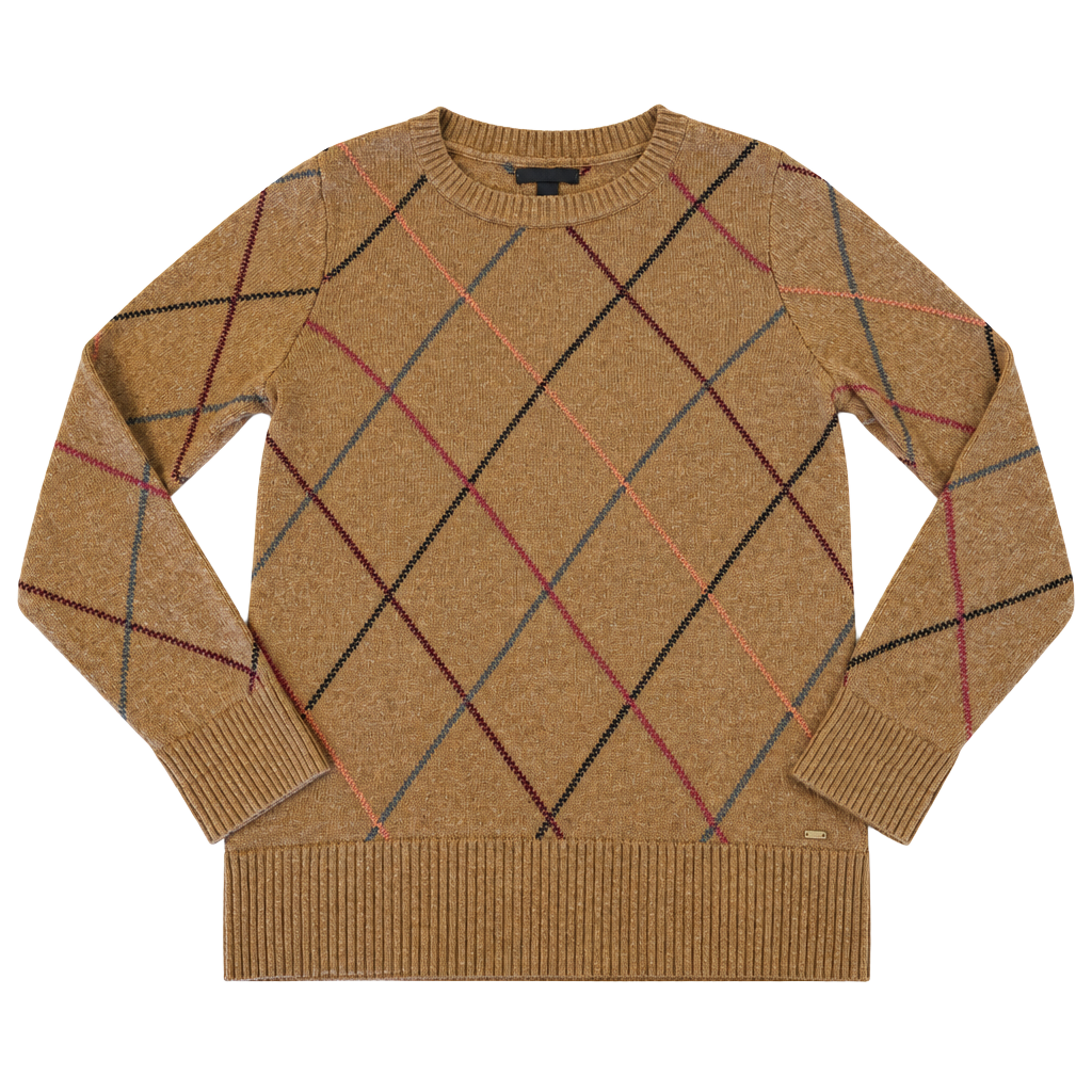 Tommy Hilfiger Tan Argyle Knit Sweater, Women's Size M - Fall Essential 1