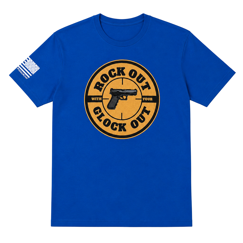 Gildan Rock Out With Your Glock Out Blue Graphic Tee, Men's XL 1