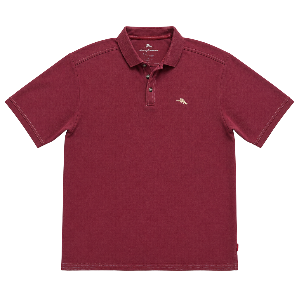 Tommy Bahama Maroon Short Sleeve Polo Shirt, Men's Size XL - Preppy Golf Top 1